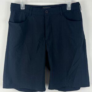 AUR Shorts Bermuda Size 32 Inseam 10 Rise 10 Dark Blue Polyester Rayon Spandex